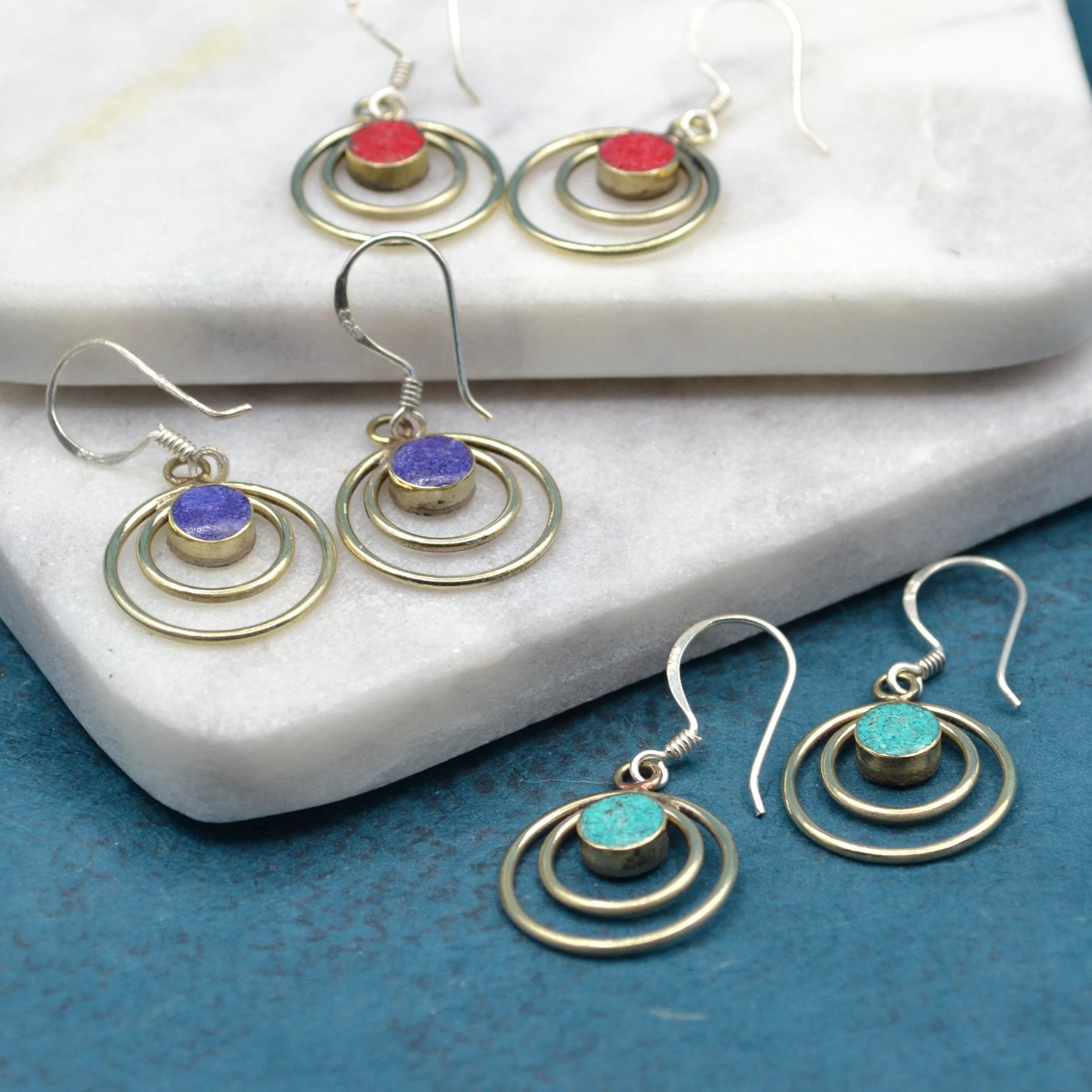 Circles Coral Earrings