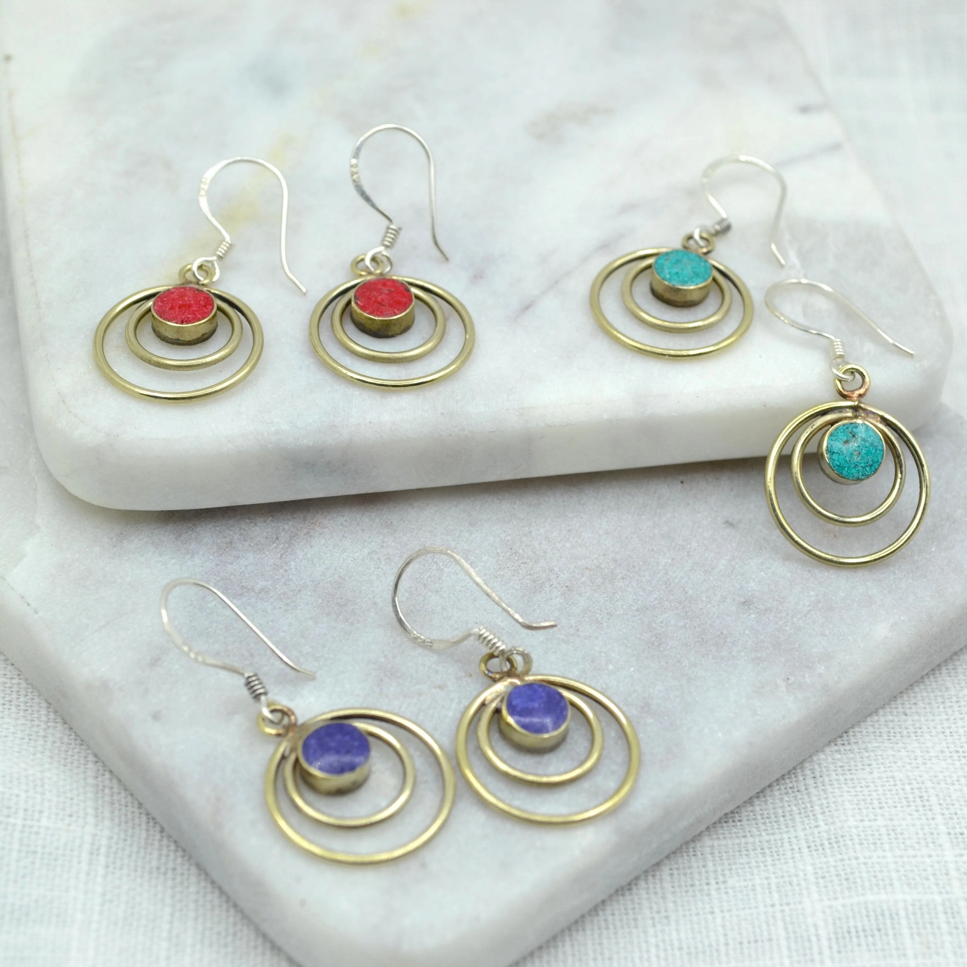 Circles Coral Earrings