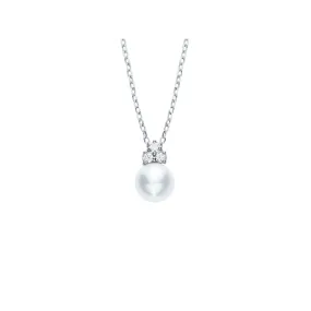 Mikimoto 18K White Gold Necklace with Akoya Pearl & Diamond Pendant