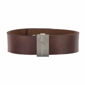 Rustic Cuff Spear Logo Brown Leather Cuff Bracelet